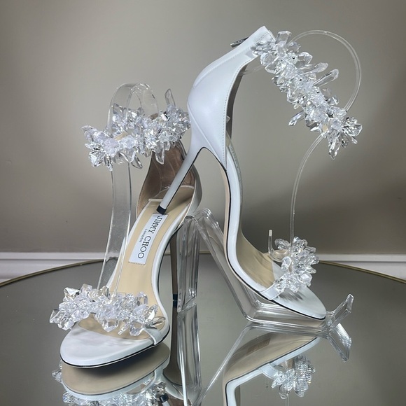 Jimmy Choo Maisel 100 Crystal Embellished heeled sandals sz 38 - Picture 13 of 17